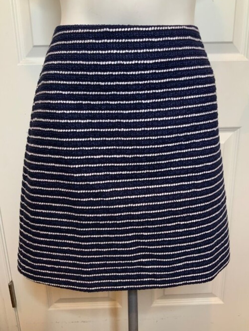 J Crew Navy and White Striped Knit Skirt NWT